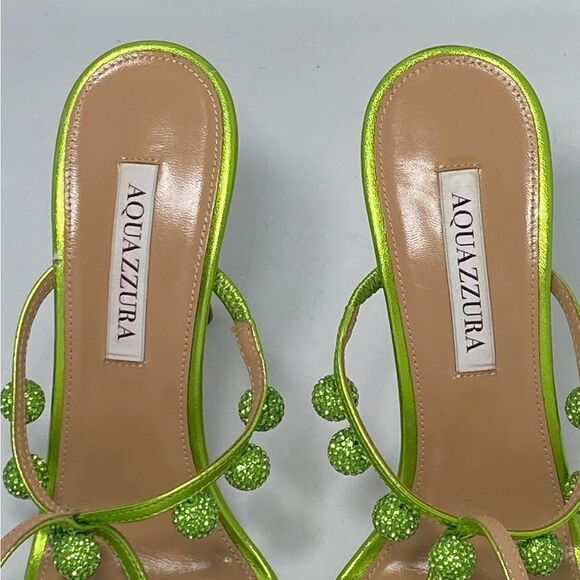 Aquazzura Cha Cha Cha Metallic Leather Sandals size 39 - Picture 10 of 14